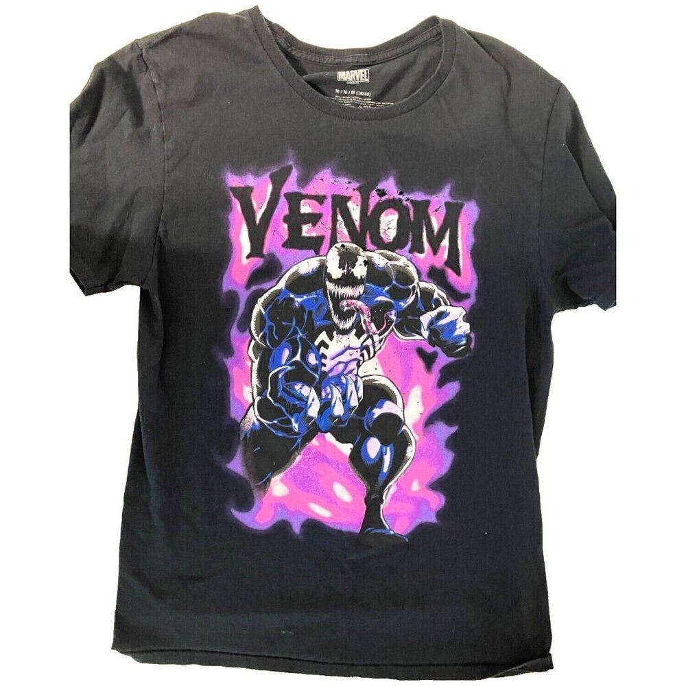Mad Engine Venom Marvel M Tee T Shirt Purple Smoke Short‎ Sleeve Black graphics